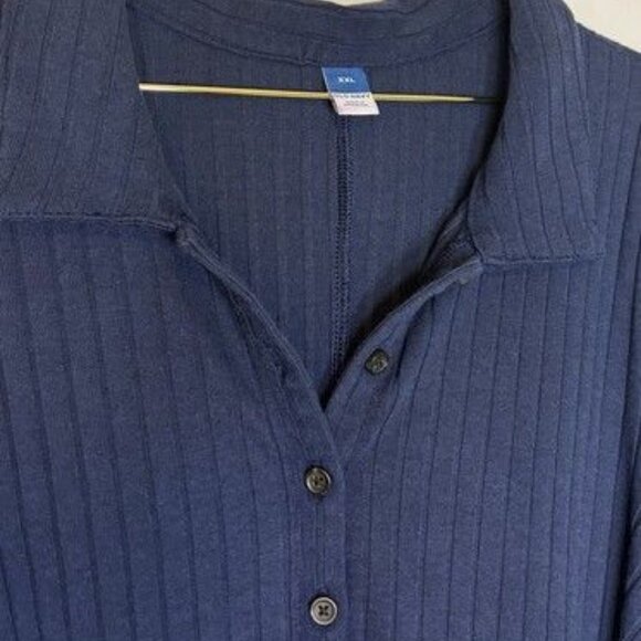 Old Navy Navy Fitted Rib-Knit Tie-Belt Long-Sleeve Mini Polo Dress Size XXL - Picture 4 of 10